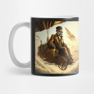 Steampunk ballon airship flyer watching the sunset above the clouds Mug